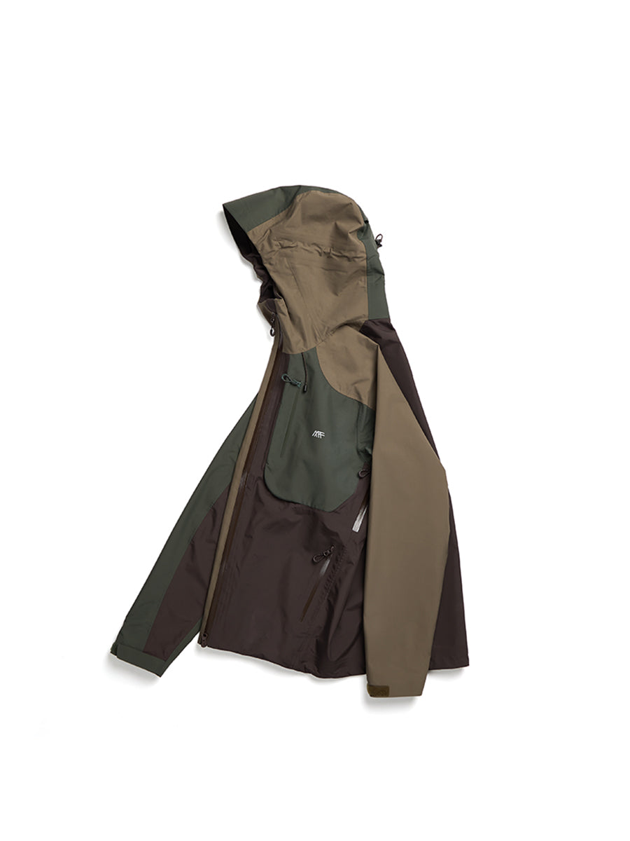 Asymmetrical Spliced Taped Seam Shell Jacket