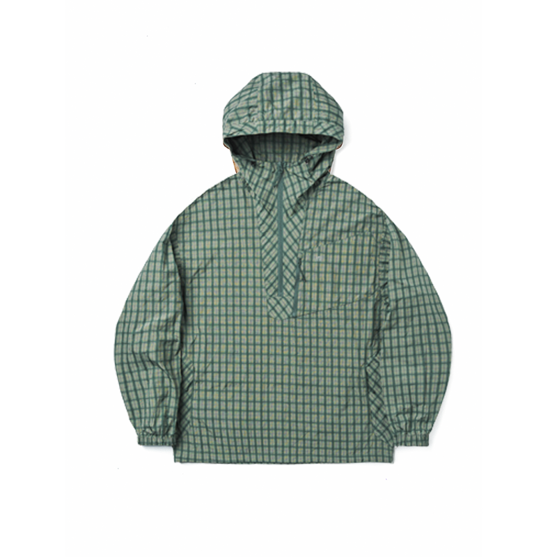 Plaid BAJA Hooded Half-Zip Windbreaker