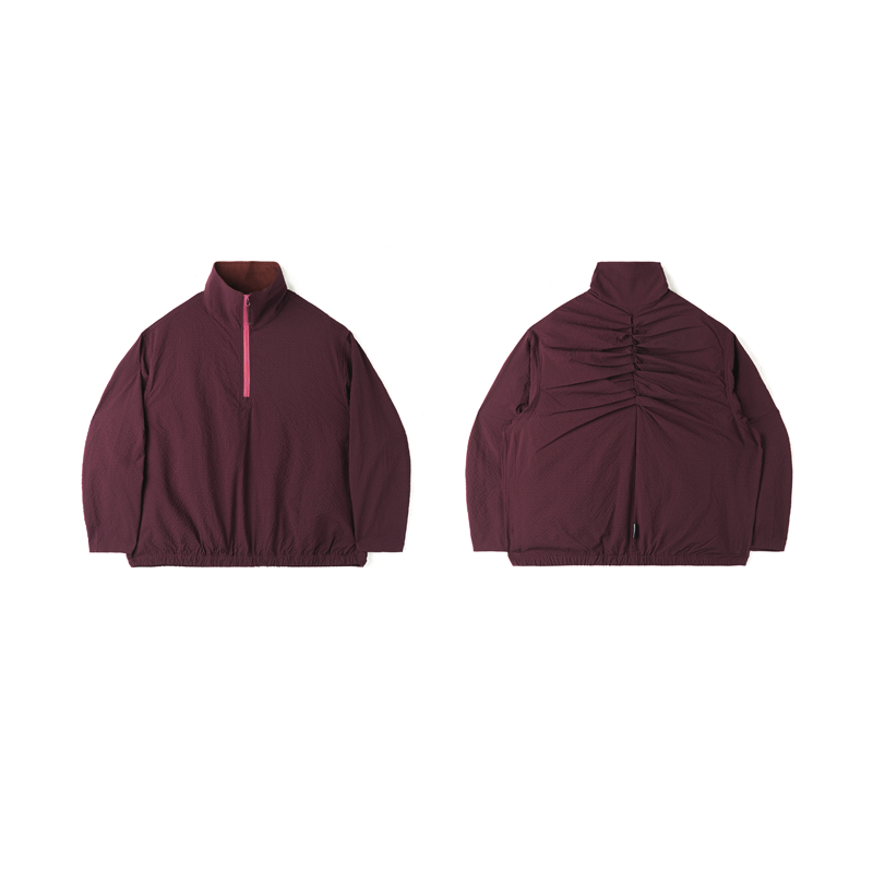 UPF 50+ Half-Zip Seersucker Stand Collar Shirt