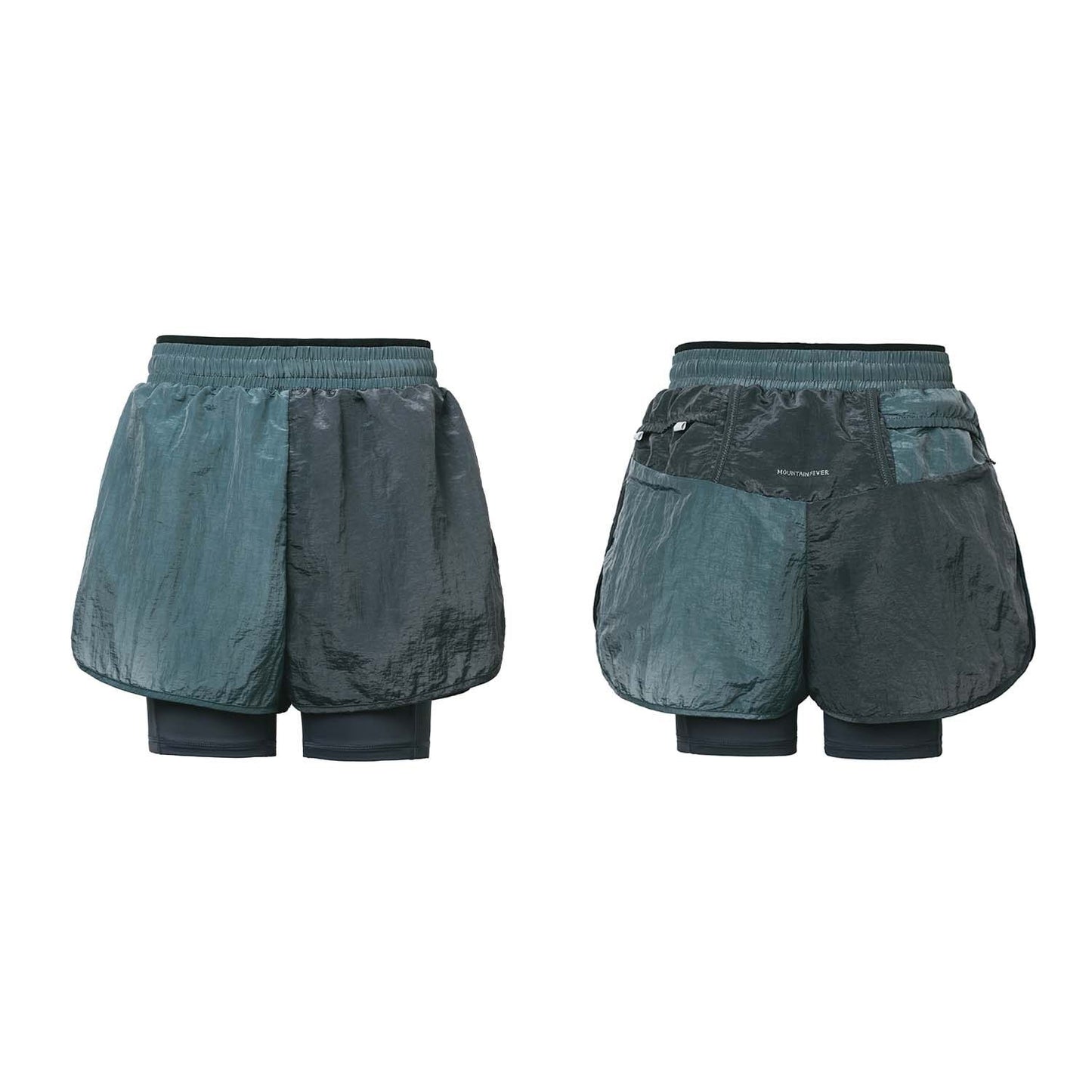 Metallic Nylon Layered Sports Shorts