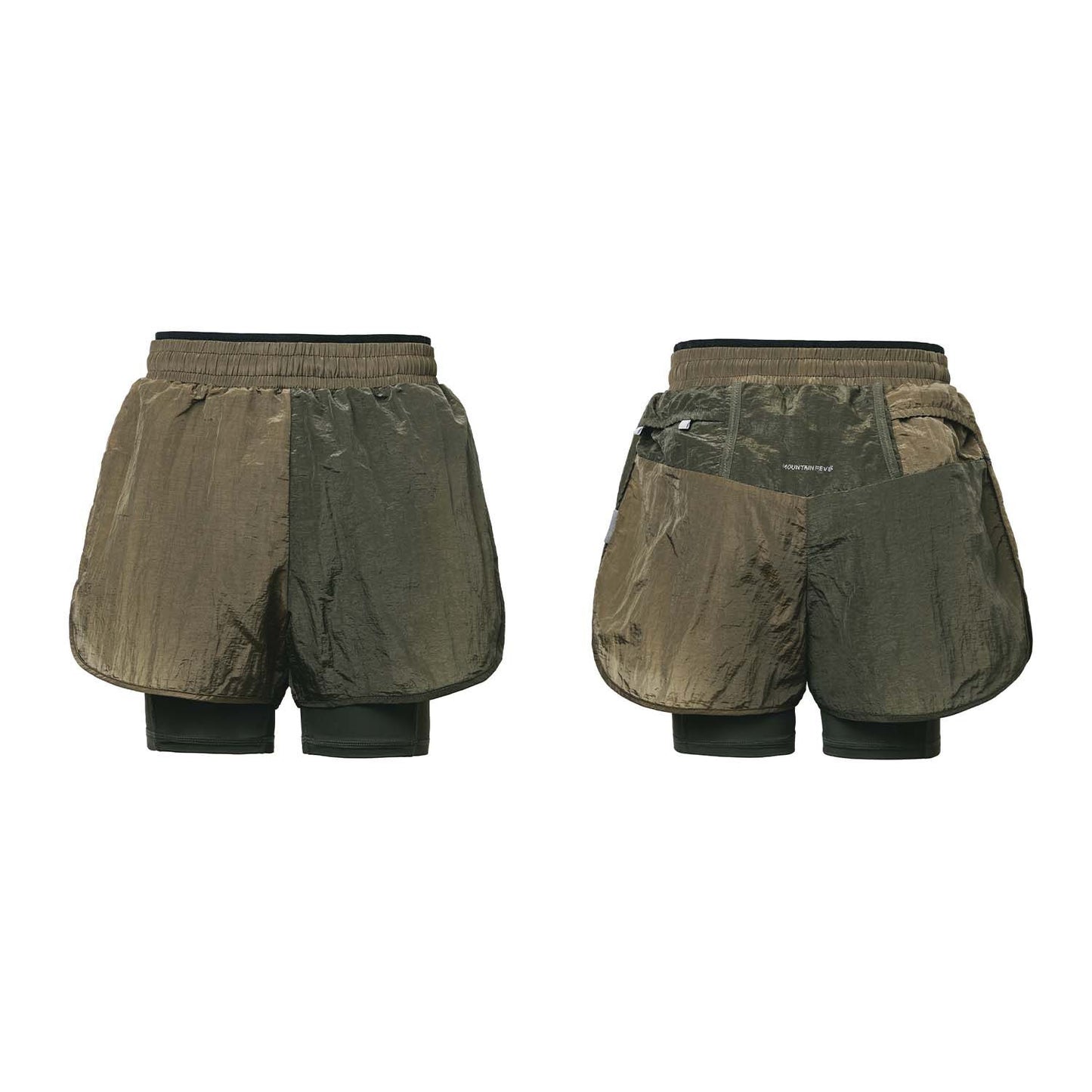 Metallic Nylon Layered Sports Shorts