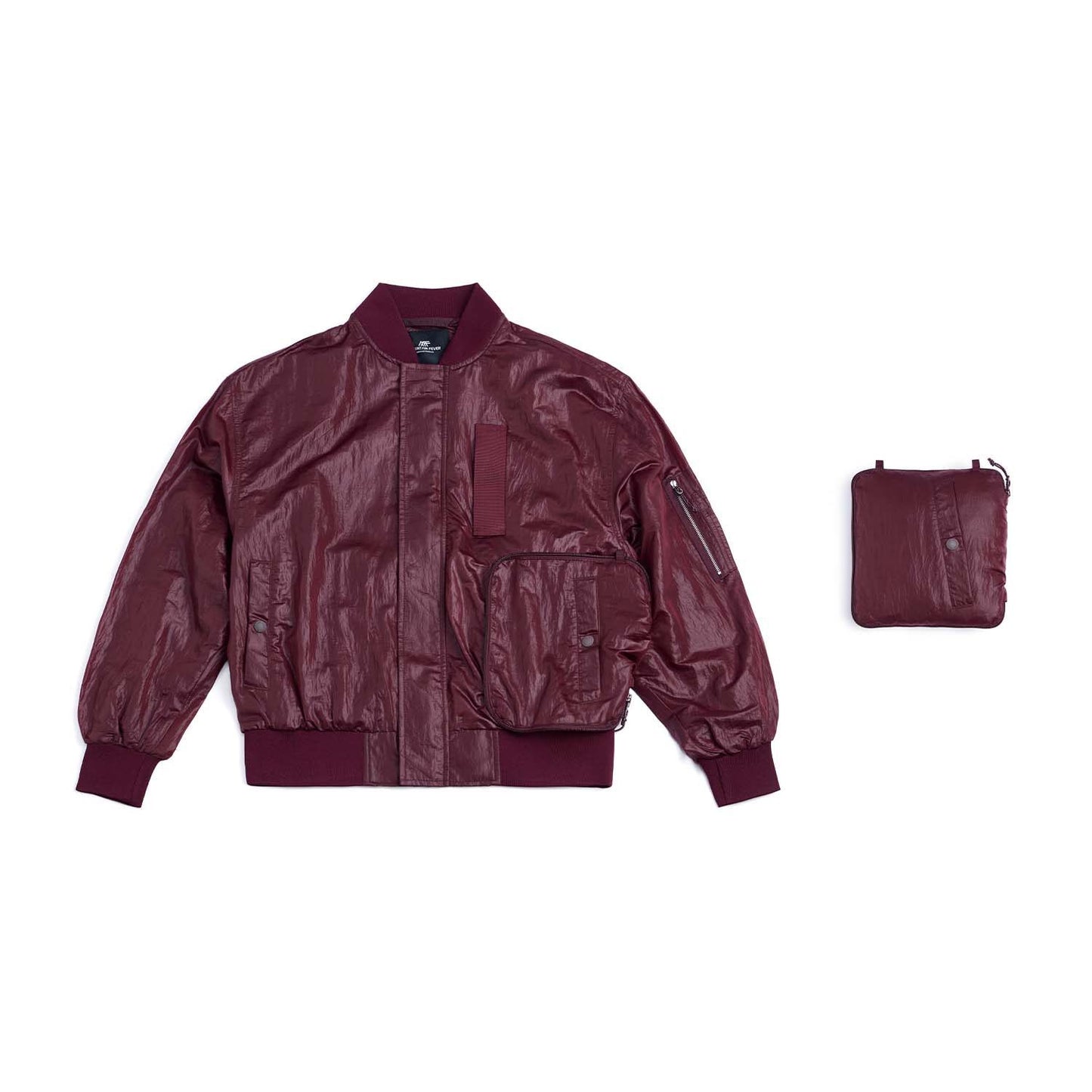 Light Metal Nylon MA-1 Convertible Jacket